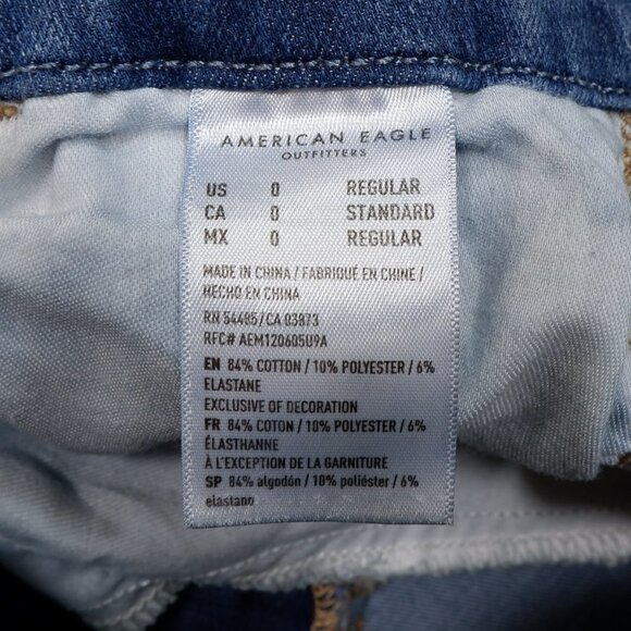 American Eagle Dream Jeans Size 0 Womens Curvy Super Hi Rise Distressed 26x27.5 - Picture 10 of 10
